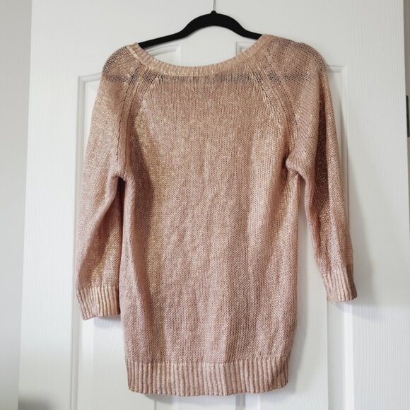Aritzia Babaton Silk Linen Rose Gold Brushed Metallic Sweater M - Picture 5 of 7